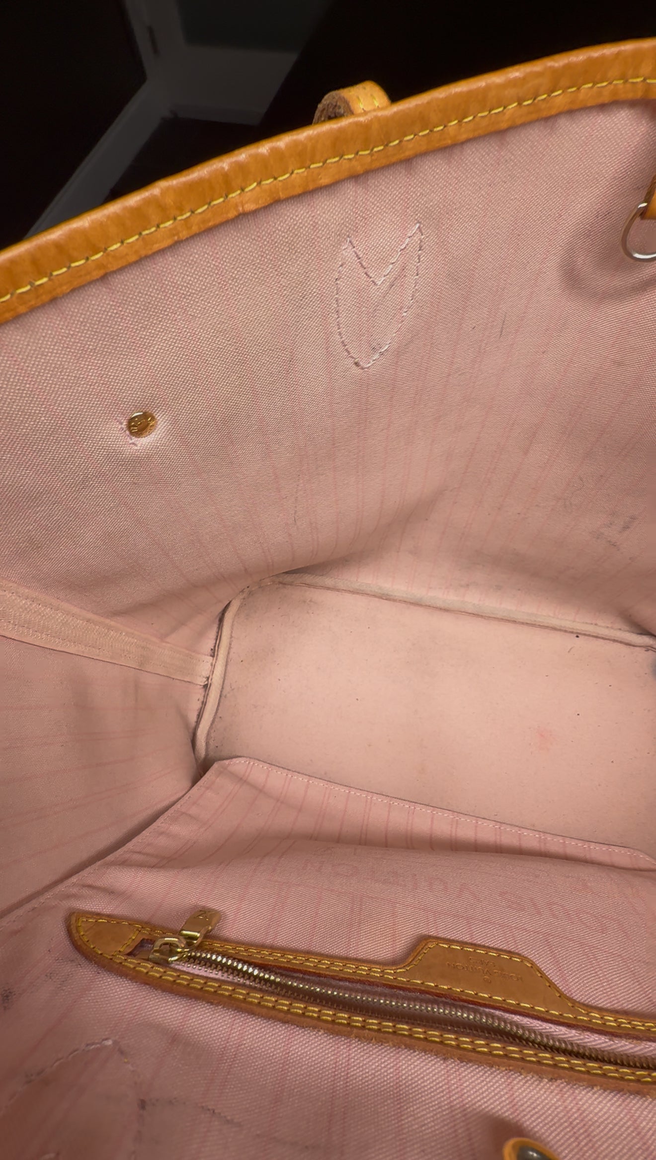 Louis Vuitton Damier Azur with rose ballerine Neverfull MM