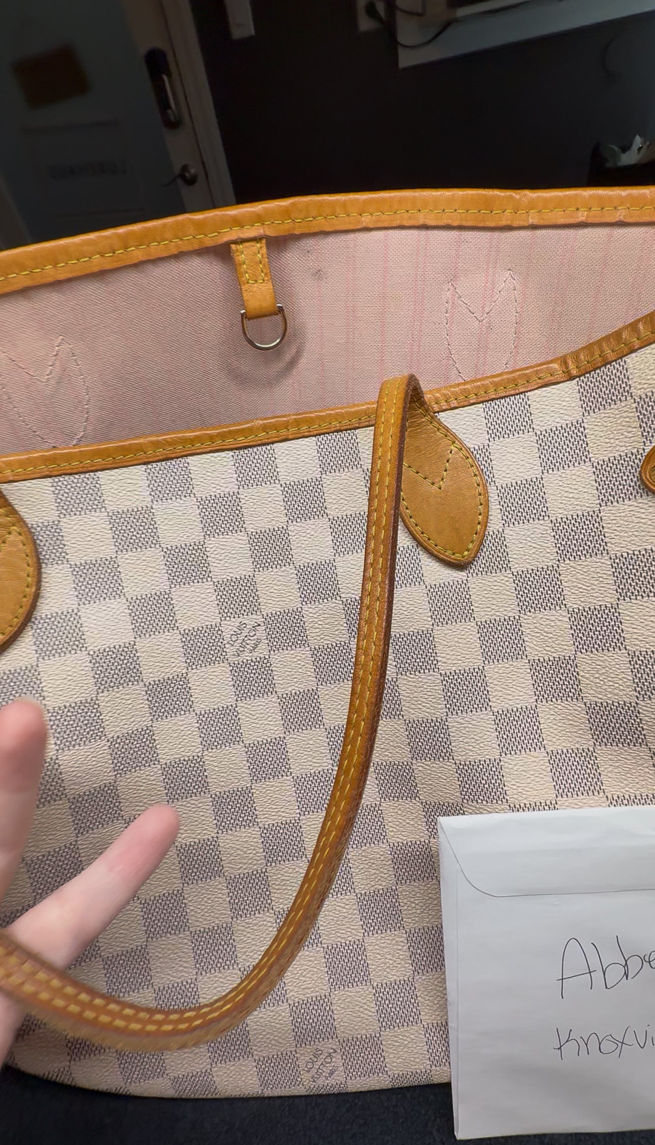 Louis Vuitton Damier Azur with rose ballerine Neverfull MM