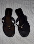 Tory Burch Black Classic Leather flip flops