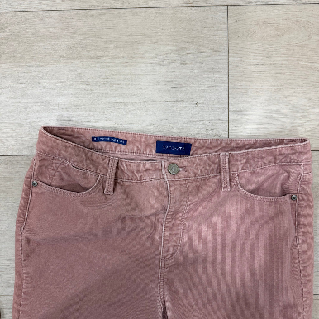 Talbots High Waist Corduroy Jegging Ankle Pants Size 10 Pink