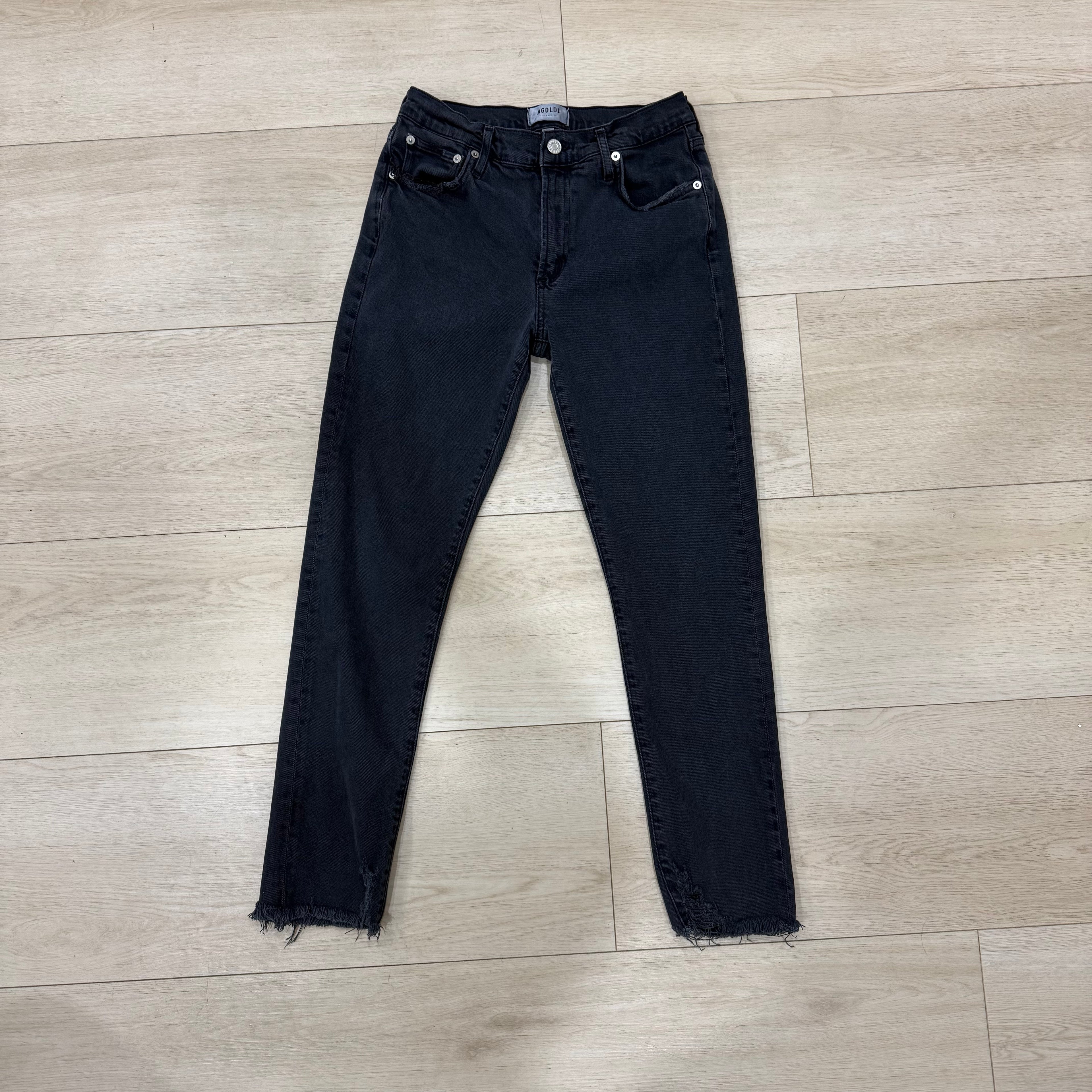 AGOLDE Toni Jeans – Black Raw Hem – Size 28