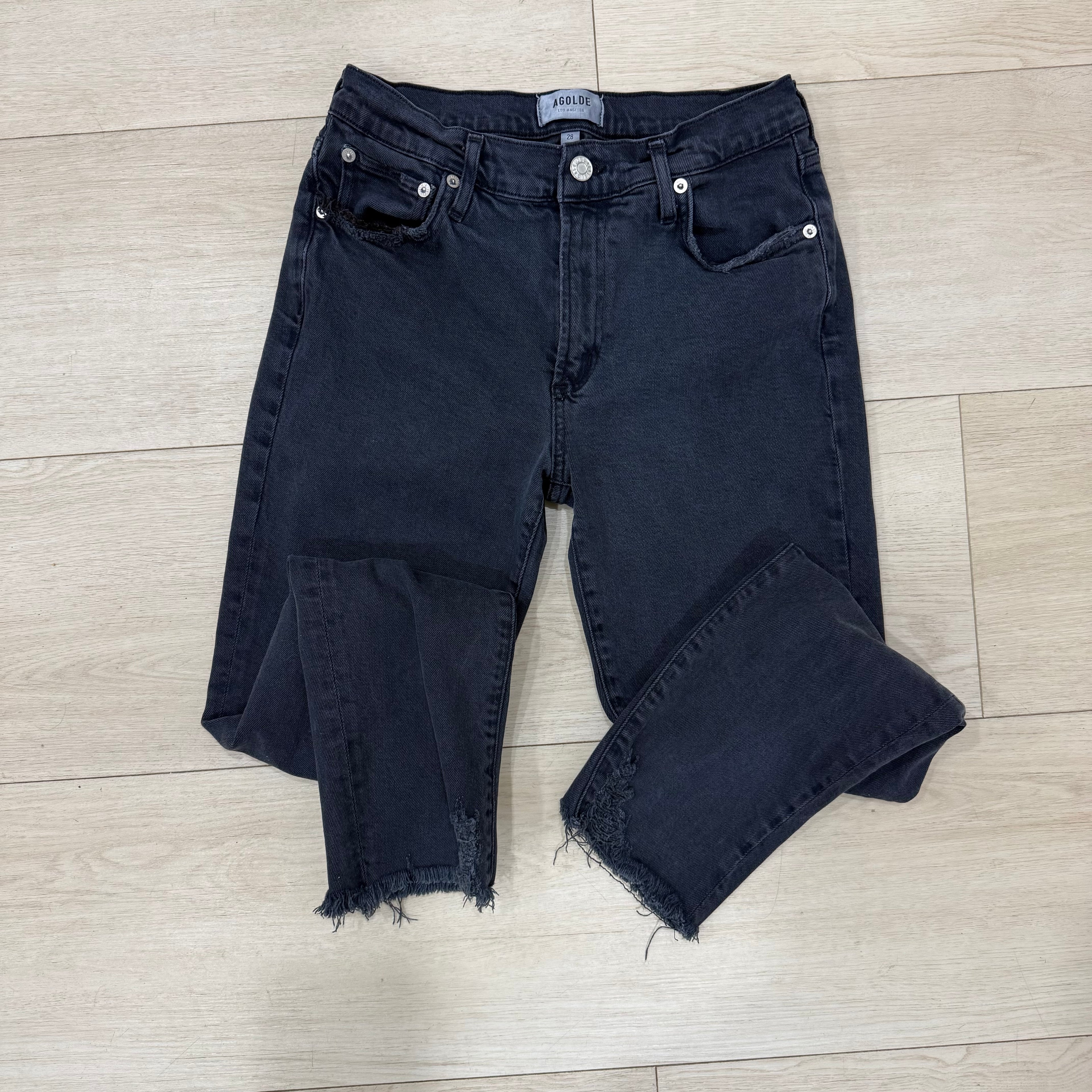 AGOLDE Toni Jeans – Black Raw Hem – Size 28